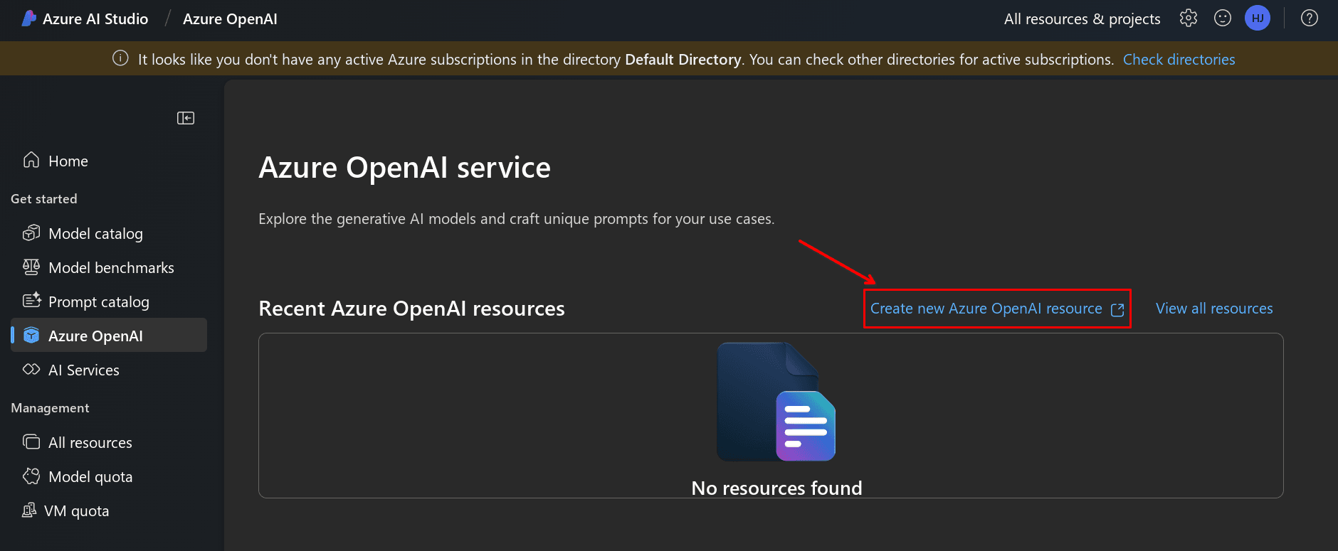 Create Azure OpenAI Resource